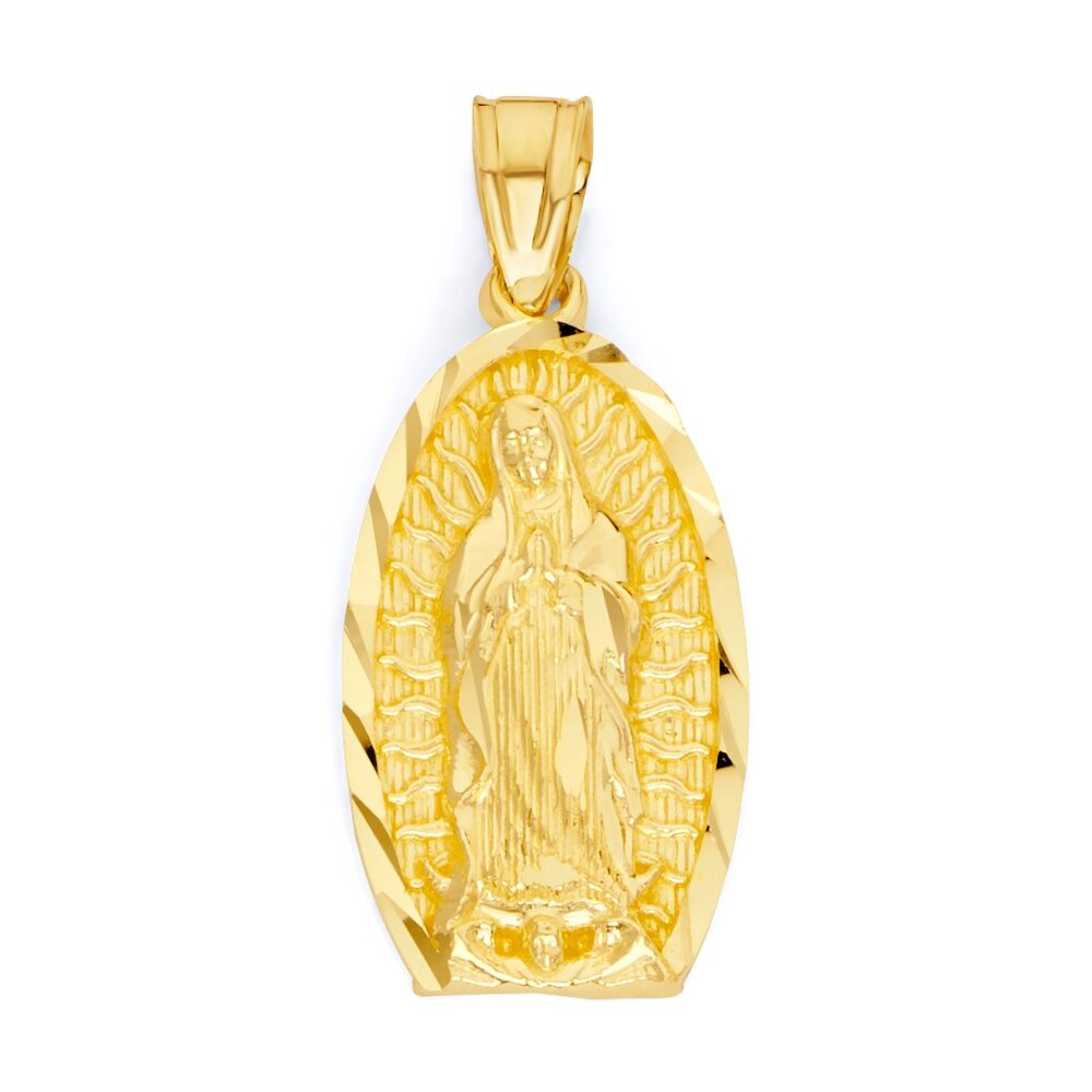 Solid 10k Gold Guadalupe Pendant - Religious Jewelry Gifts for Her